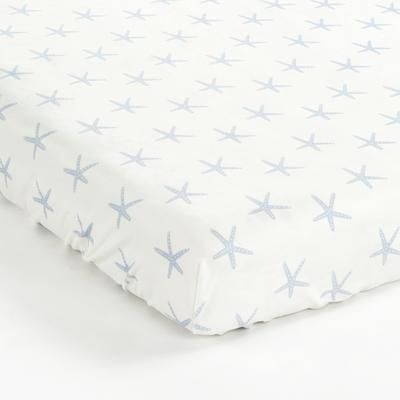 Narwhal Starfish Stars Allover Soft & Plush Fitted Crib Sheet Blue Single 28X52X9 - Lush Decor 21T010436