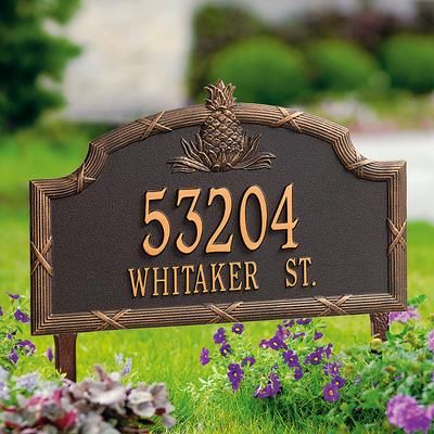 Pineapple Address Plaques - Lawn Plaque, Black Lawn Plaque, Standard - Frontgate