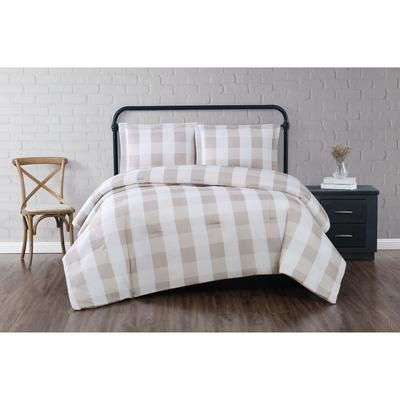 Everyday Buffalo Plaid Comforter Set by Truly Soft in Khaki White (Size TWINXL)