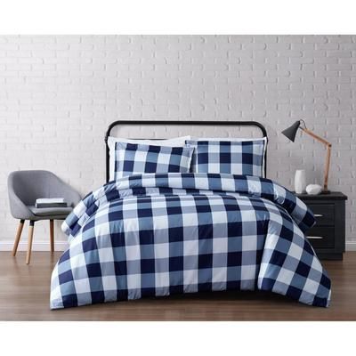 Everyday Buffalo Plaid Duvet Cover Set by Truly Soft in Navy White (Size TWINXL)