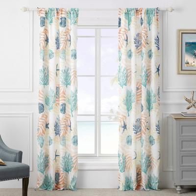 Montego Window Curtain Panel Pair by Barefoot Bungalow in Aqua