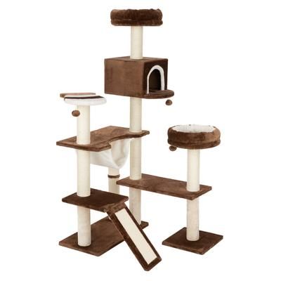 Dark Brown Gingerbread House Cat Tree with Ladder