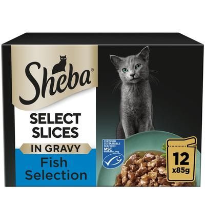 48x85g Fish Collection in Gravy Select Slices Sheba Wet Cat Food