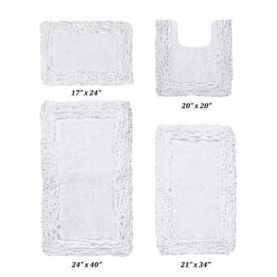 Shaggy Border Bath Rug Mat, 4 Pc Set, (17" X 24" | 20" X 20" | 21" X 34" | 24" X 40") by Better Trends in White