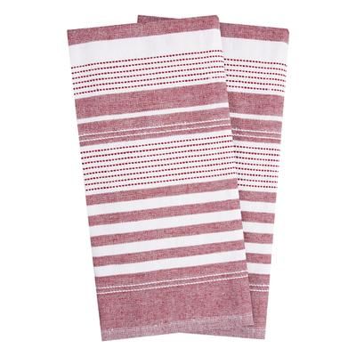 Skipping Stripe Dual Kitchen Towels, Set Of 2 by T-fal in Paprika