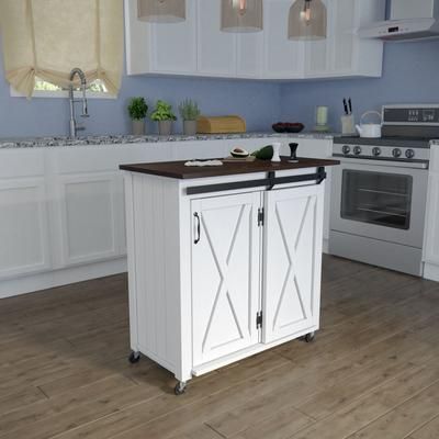 Leshire Barn Door Kitchen Cart by SEI Furniture in Brown
