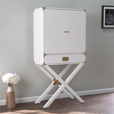 Campaign Tall Bar Cabinet W Storage by SEI Furniture in White
