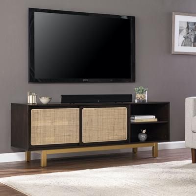 Carondale Sliding Door Media Stand by SEI Furniture in Brown