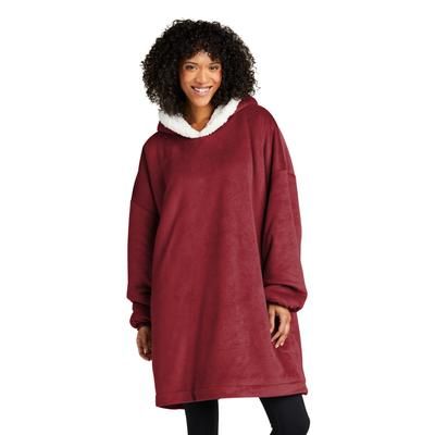 Port Authority BP41 Mountain Lodge Wearable Blanket in Red Rhubarb size OSFA | Polyester Sherpa