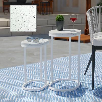 Vicanno Terrazzo Outdoor Nesting Tables 2Pc Set by SEI Furniture in White