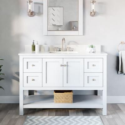 Randolph Morris Bristol 48 Inch Modern Console Vanity with Rectangular Undermount Sink - White RM12-488WH-SQWH
