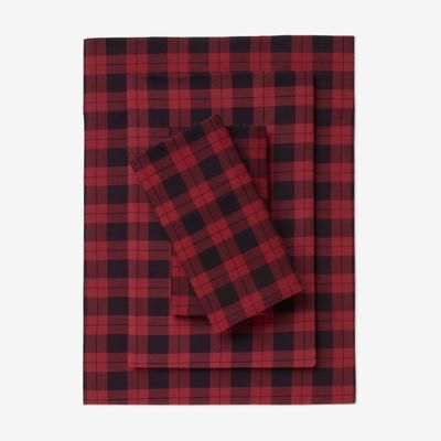 Cotton Flannel Print Sheet Set by BrylaneHome in Buffalo Plaid (Size KING)