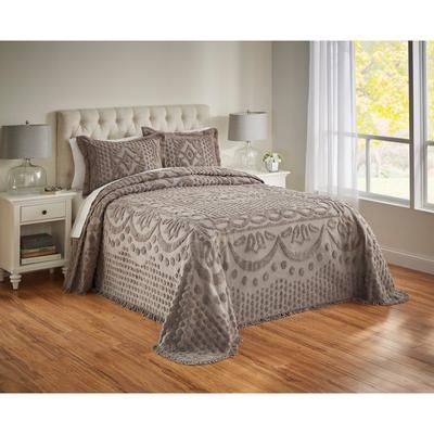 100% Cotton Georgia Chenille Bedspread by BrylaneHome in Gray (Size FULL)