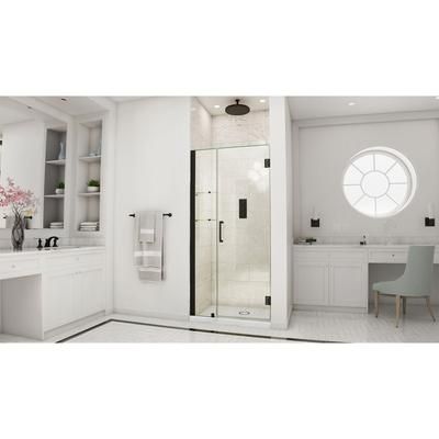 Dreamline DreamLine Unidoor 38 - 39 inch W x 72 inch H Frameless Hinged Shower Door with Shelves in Matte Black SHDR-20387210S-09