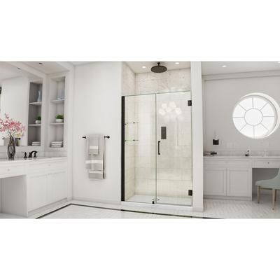 Dreamline DreamLine Unidoor 54 - 55 inch W x 72 inch H Frameless Hinged Shower Door with Shelves in Matte Black SHDR-20547210S-09