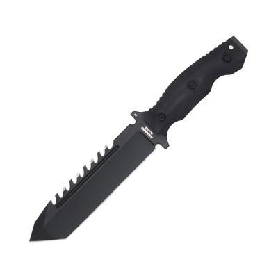 Halfbreed Blades Large Survival Knife 6.88" black Teflon coated sawback K110 tool steel Black G10 handle LSK-02 BLK