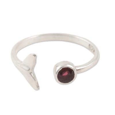 Mermaid Tail,'Garnet and Sterling Silver Mermaid Tale Ring'