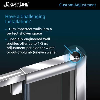 Dreamline DreamLine Flex 56 - 60 inch W x 72 inch H Semi-Frameless Pivot Shower Door in Chrome SHDR-22607200-01