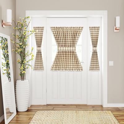 Wide Width Buffalo Check Rod Pocket Door Panel And Tieback by Achim Home Décor in Taupe (Size 25" W 72" L)