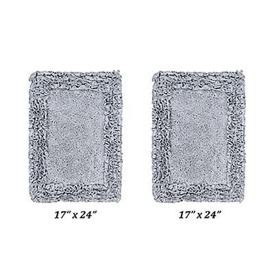 Shaggy Border Bath Rug Mat, 2 Pc Set, (17" X 24" | 17" X 24") by Better Trends in Silver