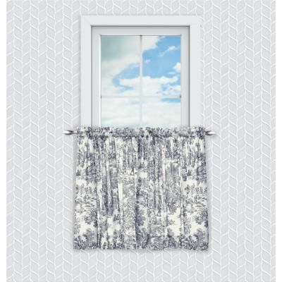 Wide Width Victoria Park Tailored Tier Curtain Pair by Victoria Park in Blue (Size 68" W 36" L)