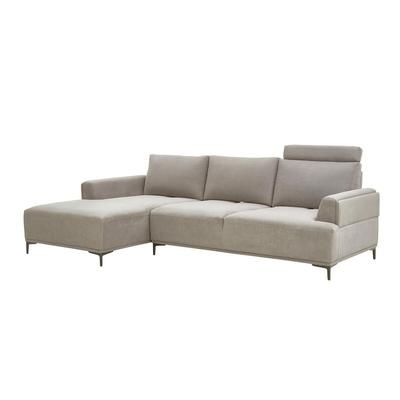 Pasargad Home Modern Lucca Sectional Sofa with Push Back Functional, Left Facing Chaise Beige Color - Pasargad Home CF-38L2G05L