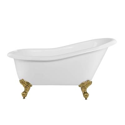 Randolph Morris Aurora 57 Inch Acrylic Slipper Clawfoot Tub - Rim Faucet Drillings - Imperial Ball & Claw Feet RMA57SL7WIBB