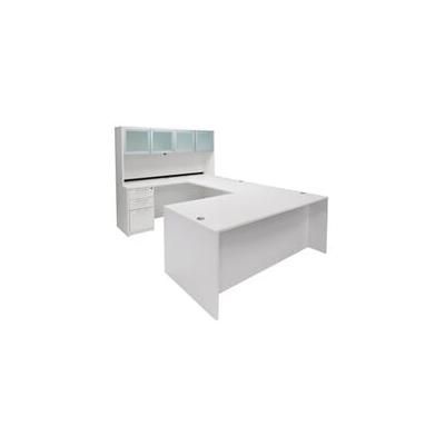 White Laminate Straight Front U-Workstation w/Hutch