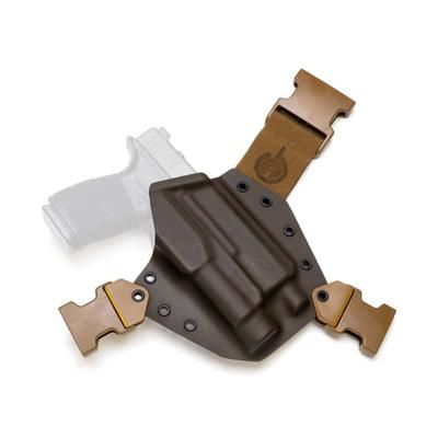 GunfightersINC Kenai Light Bearing Chest Holster Glock 1945 Tlr-1 MAS Grey/ Coyote Coyote Harness Left Hand KN-LB-Glock19-TLR1-00000062