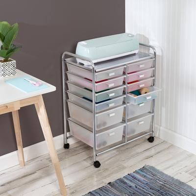 12-Drawer Rolling Craft Storage Cart by BrylaneHome in Chrome