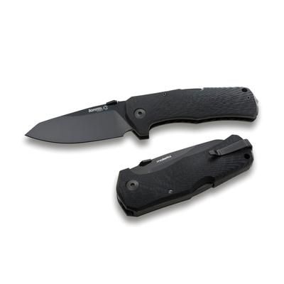 Lionsteel TM1 Lockback CF Folding Knife 3.5" black Mil-Spec coated Sleipner tool steel bla Carbon fiber handle TM1 CB