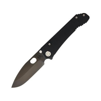 Medford Deployment Framelock Blk Folding Knife 4.25" black PVD coated D2 tool steel drop point bl Black G10 handle with tumbled finish titanium back