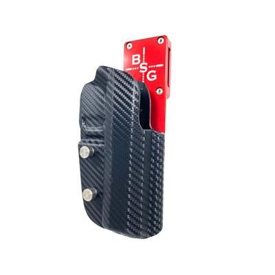 Black Scorpion Outdoor Gear 2011 OWB Pro Heavy Duty Competition Holster STI International 2011 5in Full Dust Cover Right Hand Kydex Carbon Fiber/Red