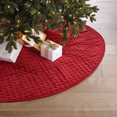 Rumi Velvet Tree Skirt - Ivory, 68" - Frontgate - Christmas Decorations