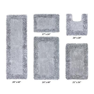 Shaggy Border Bath Rug Mat, 5 Pc Set 39283 by Better Trends in Silver