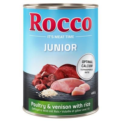 24x400gJunior Poultry, Game, Rice & Calcium Rocco Wet Dog Food