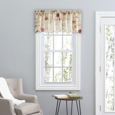 Wide Width Balmoral Tailored Valance by Ellis Curtains in Red (Size 48" W 15" L)