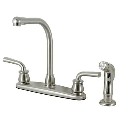 Kingston Brass KB718RXLSP Restoration 8-Inch Centerset Kitchen Faucet with Side Sprayer, Brushed Nickel - Kingston Brass KB718RXLSP