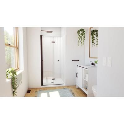 Dreamline DreamLine Aqua-Q Fold 36 inch D x 36 inch W x 78 3/4 inch H Frameless Bi-fold Shower Door in Oil Rubbed Bronze, Shower Base, and Wall Kit in White DL-6526QC-06