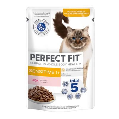 12x85g PERFECT FIT Sensitive 1+ saumon, - Sachet pour chat