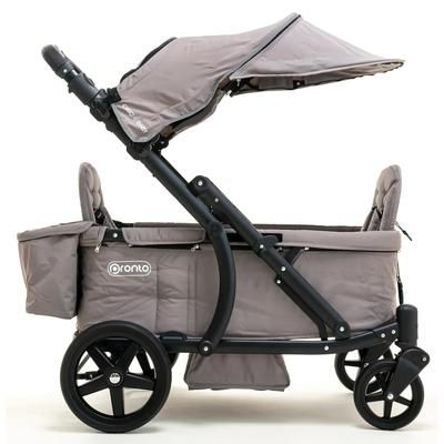 Pronto Squared (2 Seater) Stroller Wagon - Black Frame / Cloud Grey