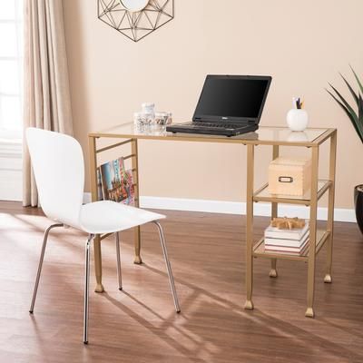 Jaymes Gold Metal/Glass Writing Desk - Southern Enterprises HO5776