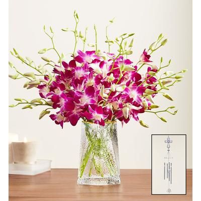 1-800-Flowers Flower Delivery Sympathy Orchids 20 Stems W/ Clear Vase & Windchime | Happiness Delivered To Their Door