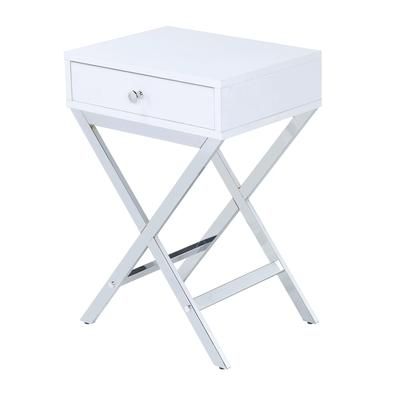Accent Table by Acme in White Chrome