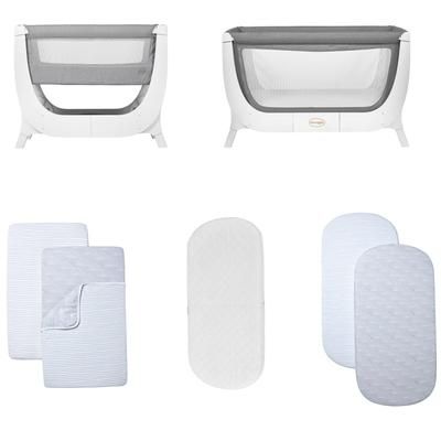BEABA x Shnuggle Air Complete Sleep System + Bedding Set Bundle - Grey/White
