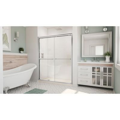 Dreamline DreamLine Duet 34 inch D x 60 inch W x 74 3/4 inch H Semi-Frameless Bypass Shower Door in Chrome with Center Drain Black Shower Base Kit DL-6952C-88-01