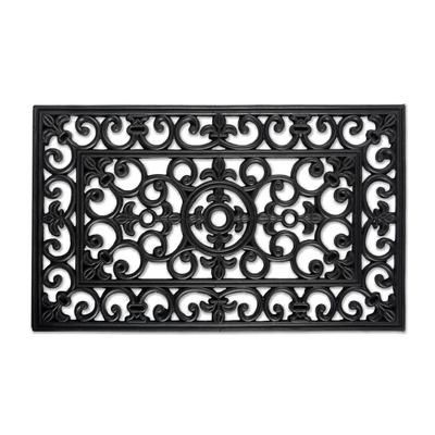 Scroll Rubber Doormat by DII in Black