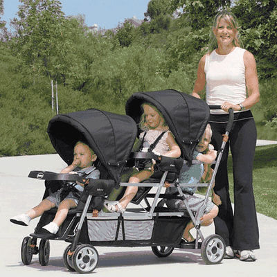 Joovy Big Caboose Stand-On Triple Stroller in Black