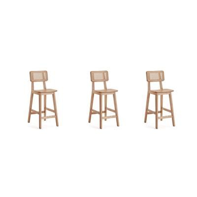 Versailles Counter Stool in Nature Cane - Set of 3 - Manhattan Comfort 65-3-CSCA01-NA