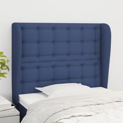 vidaXL Tête de lit avec oreilles Bleu 93x23x118/128 cm Tissu